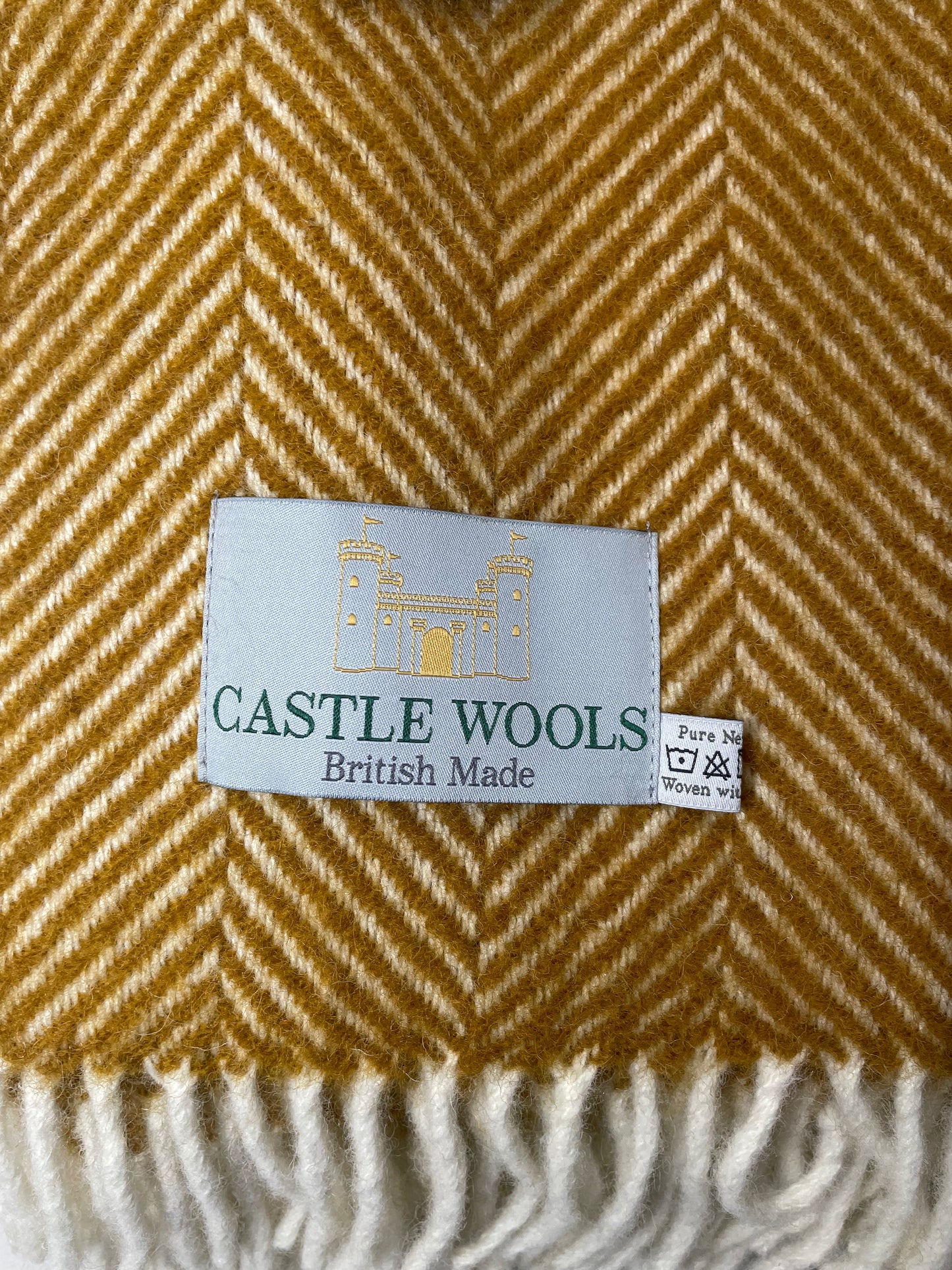 Mustard Herringbone Wool Throw