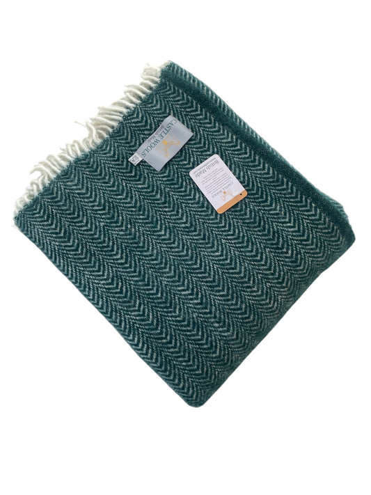 Emerald & Cream Wool Throw