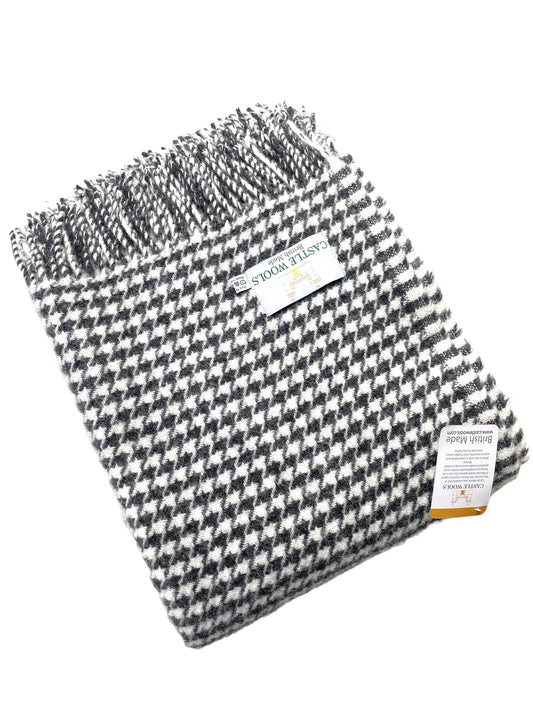 Charcoal Houndstooth Wool Throw