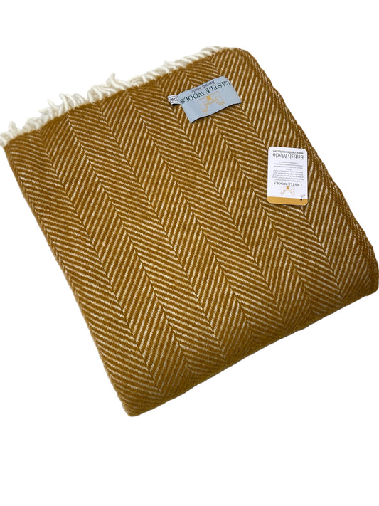 Mustard Herringbone Wool Throw