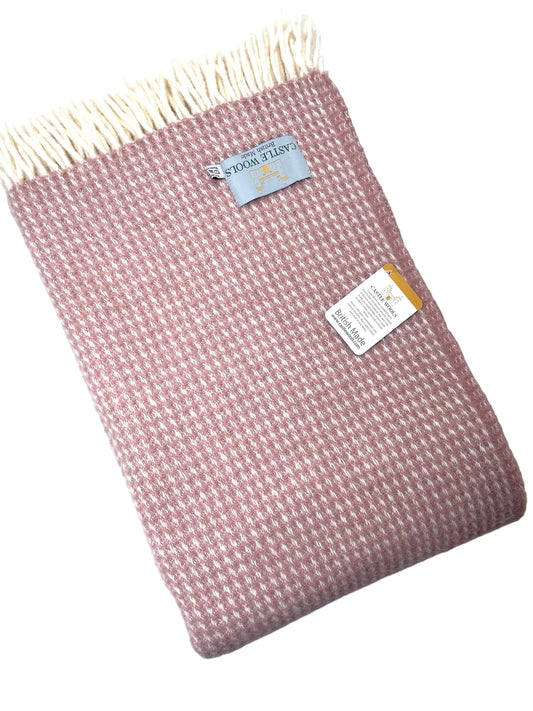 Pale Rose Waffle Wool Throw