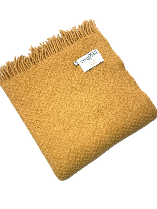 Mustard Cross Weave Wool Throw