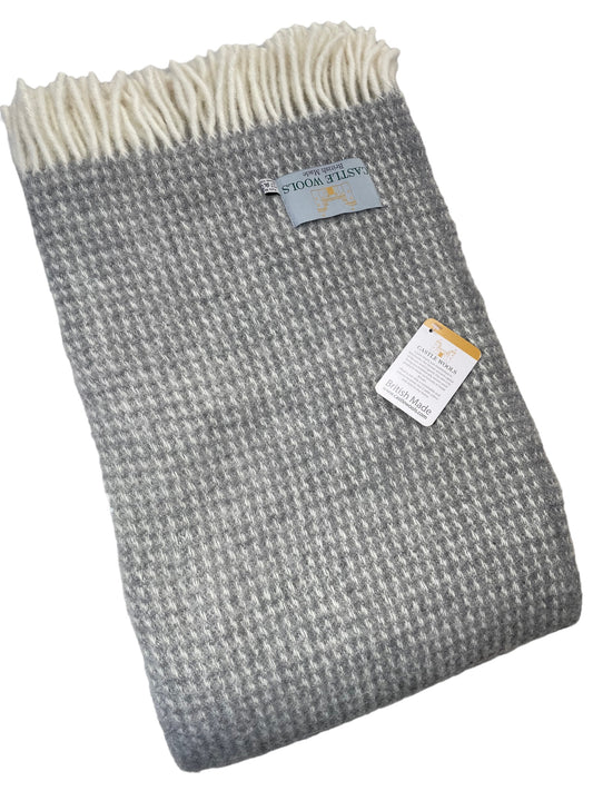 Light Grey Waffle Wool Throw