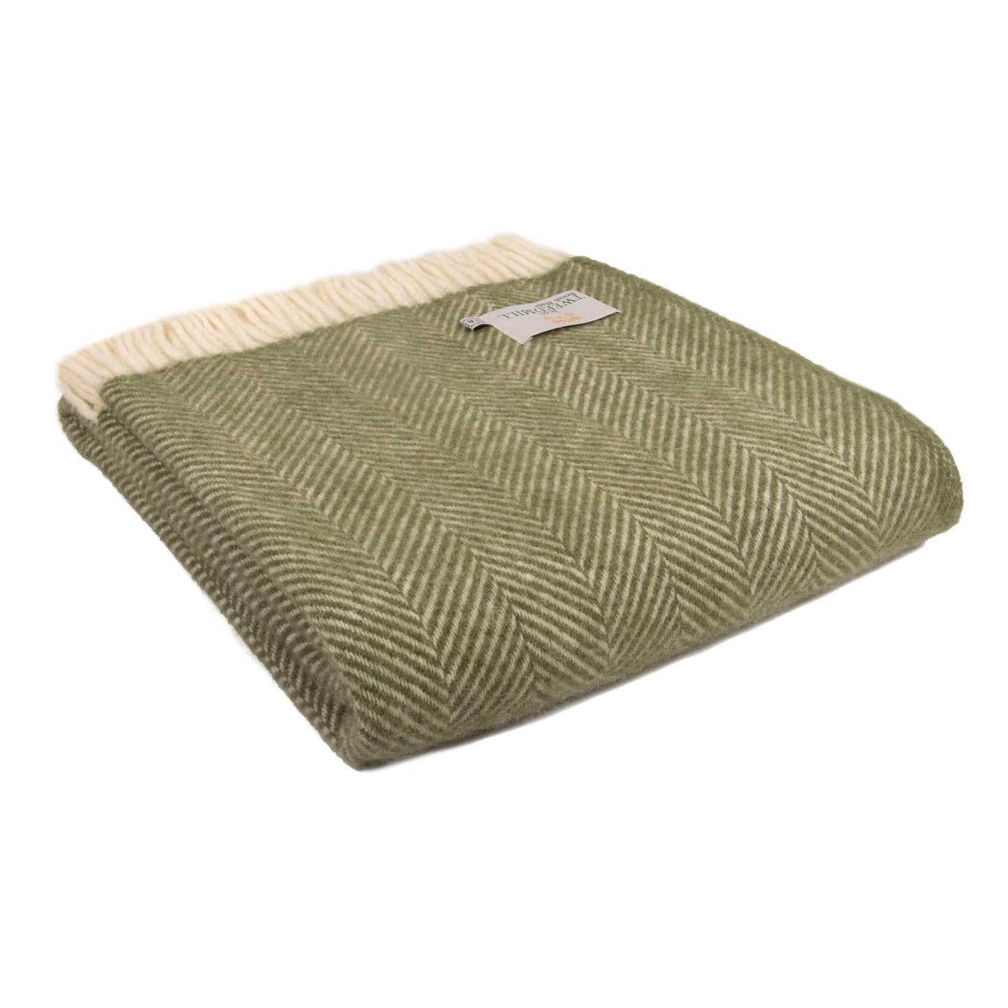 Olive Herringbone Wool Throw