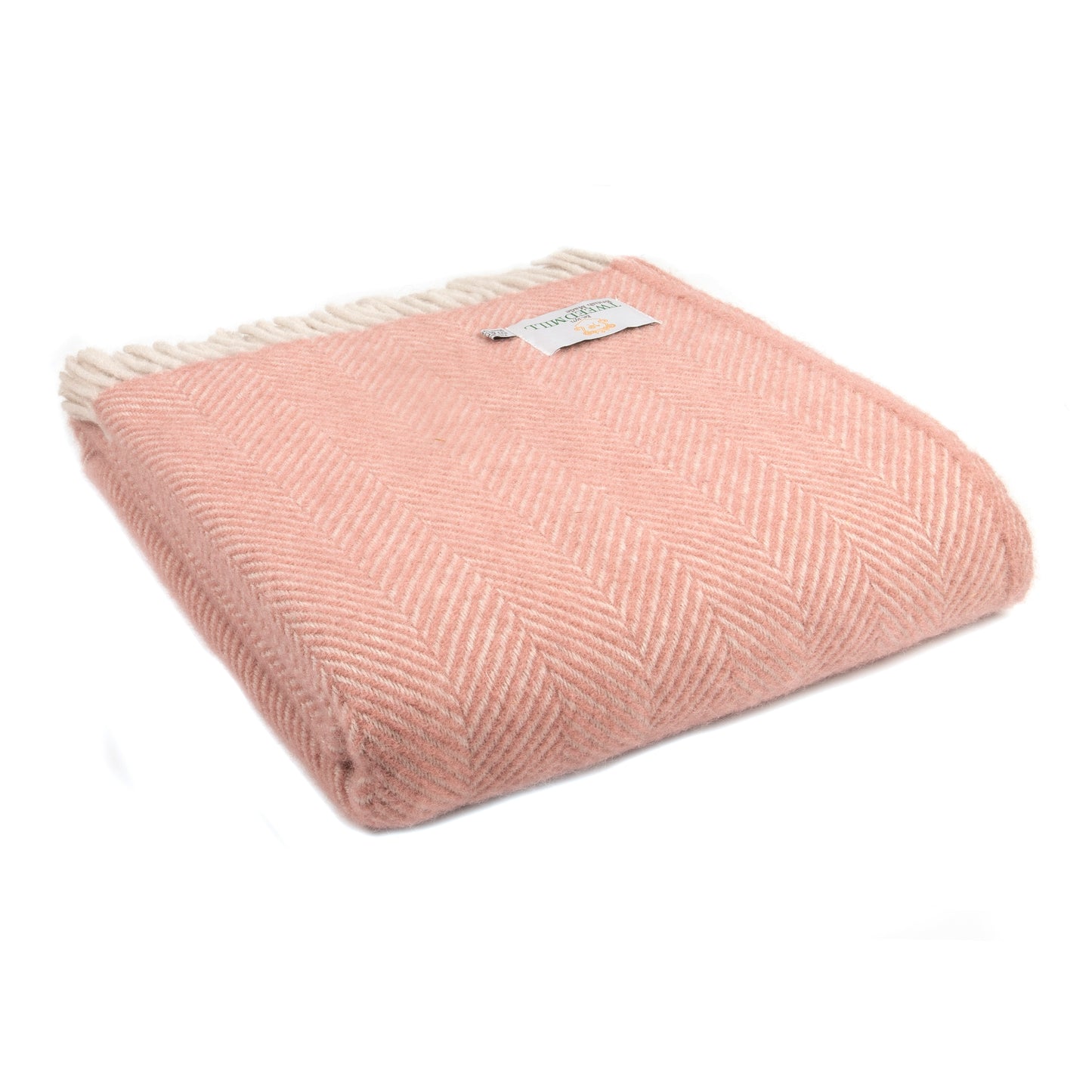 Dusky Pink & Pearl Herringbone Wool Throw